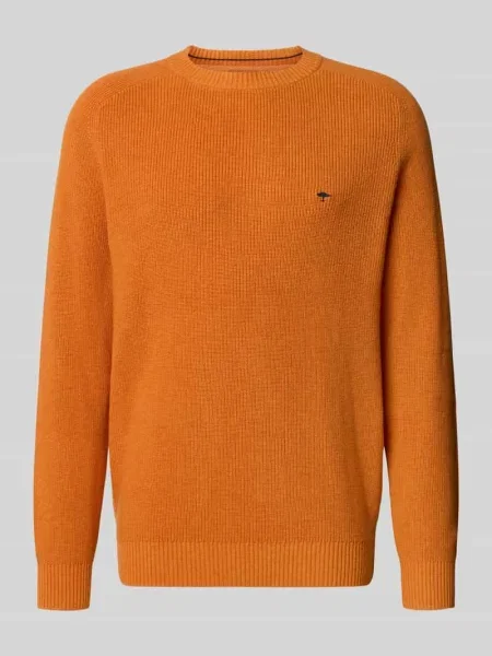 Sweter dzianinowy z czystej bawełny o kroju regular fit Fynch-hatton pomarańczowy