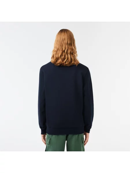 Lacoste Bluza Classic Fit Z Okrągłym Dekoltem I Nadrukiem granatowy