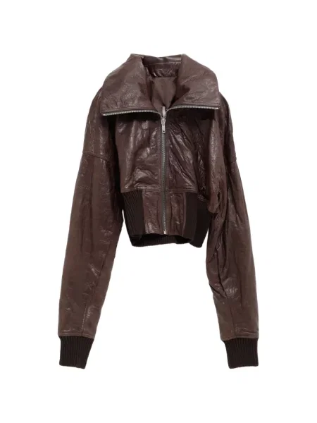 Levágott bőrdzseki Rick Owens barna