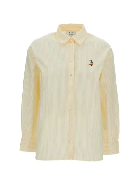 Cămașă cu dungi Maison Kitsune cu broderie galben