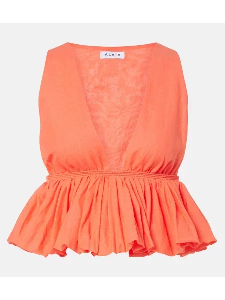 Top Alaïa de in cu dungi portocaliu