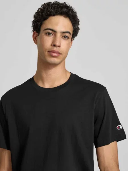 T-shirt z naszywką z logo w zestawie 2 szt. Champion czarna
