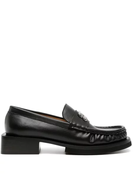 Pantofi loafer Ganni din piele cu autograf negru