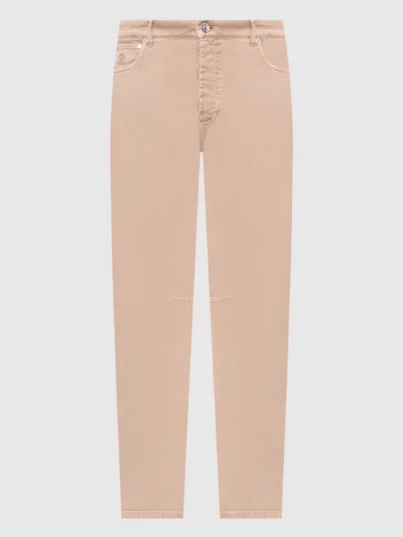 Джинси з вишивкою емблеми Brunello Cucinelli бежеві