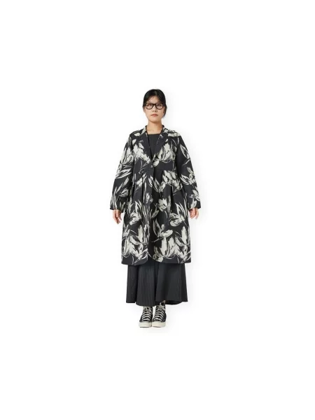 Palton Wendy Trendy cu model floral negru
