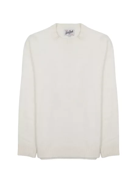 Hanorac crewneck Mc2 Saint Barth cu decolteu rotund alb