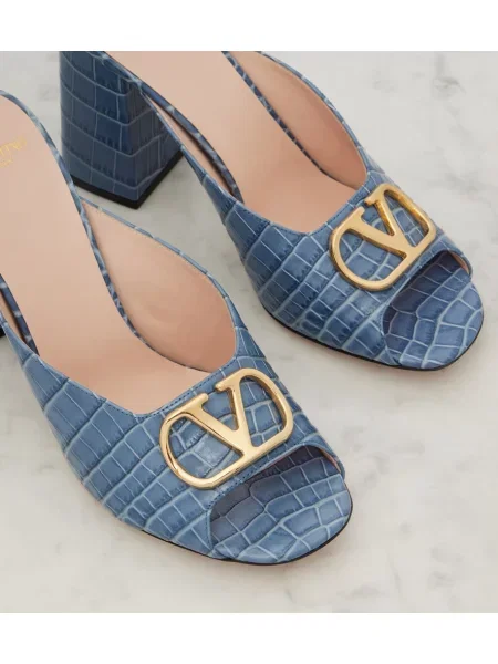 Kožené mules Valentino Garavani modrá
