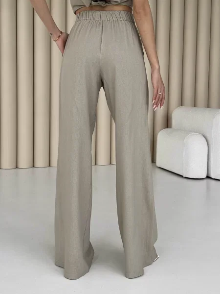 Льняные брюки палаццо Jadone Fashion бежевые