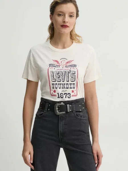 Тениска Levi's GRAPHIC ICONIC TEE бежово бяло