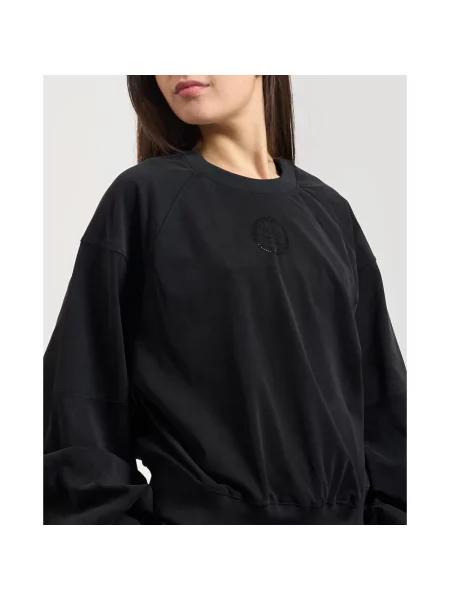 Bluza Guess z bufiastymi rękawami z logo czarna