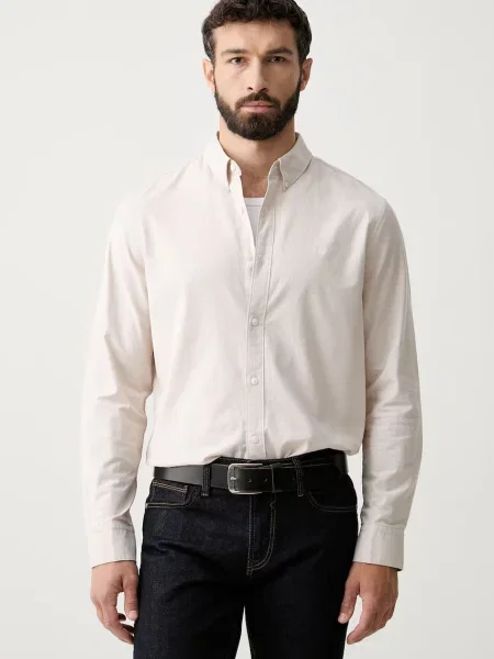 Calvin Klein Jeans cămașă bărbătească din cu bej