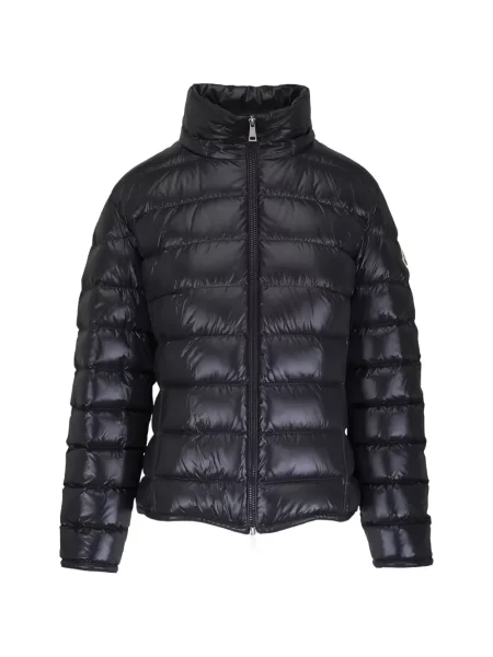 Geacă cu puf Moncler cu glugă cu blană negru