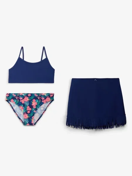 Bikini + spódniczka 3 części niebieska