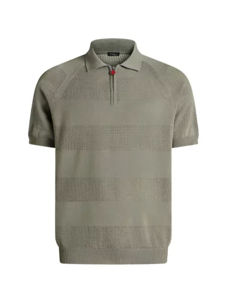 Tricou polo Kiton cu dungi ajurat gri