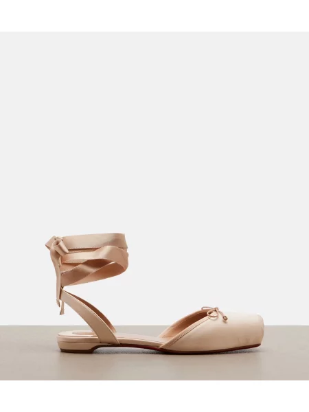 Balerini Christian Louboutin din satin roz