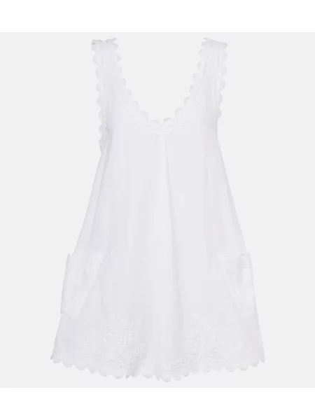 Rochie Juliet Dunn cu broderie din poplin alb