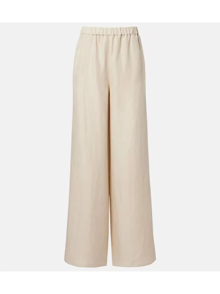 Pantaloni Max Mara de in cu picior lat bej