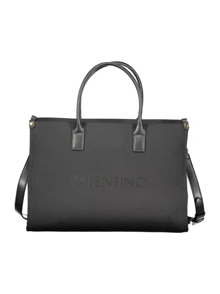 Lniana shopperka Valentino Bags czarna