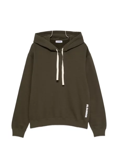 Hanorac cu glugă Jil Sander cu imagine cu cordon verde