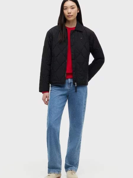 Стеганая джинсовая куртка Tommy Jeans с воротником черная