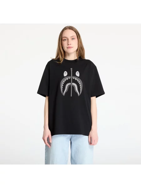 A Bathing Ape tricou din Chain Stitch Shark bărbați cu imprimeu negru