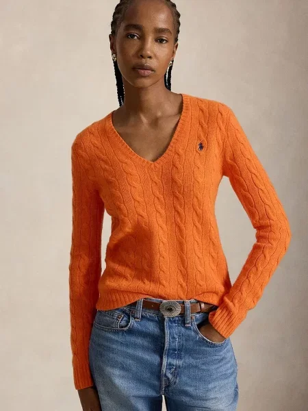 Polo Ralph Lauren pulover pentru femei din lână portocaliu