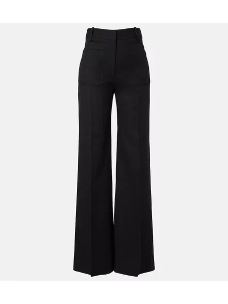 Pantaloni Victoria Beckham de lână evazate gri