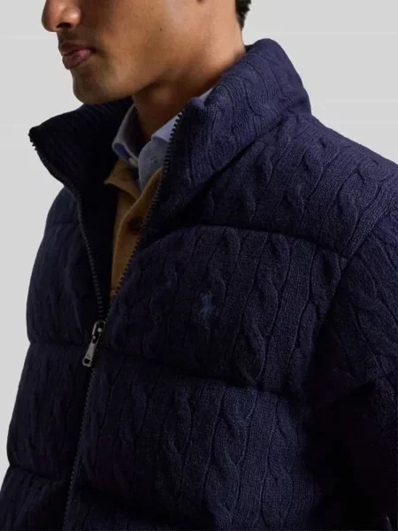 Kardigan rozpinany z wełny z zamkiem błyskawicznym dwustronnym Polo Ralph Lauren granatowy