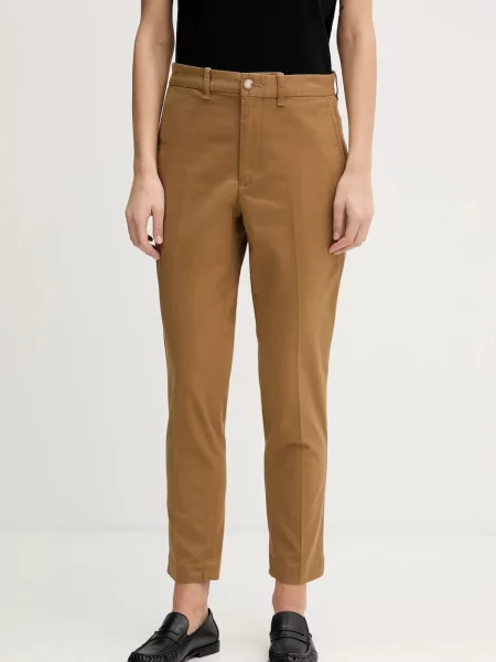 Polo Ralph Lauren spodnie szerokie high waist brązowy