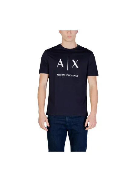 Koszulka Armani Exchange z okrągłym dekoltem niebieska