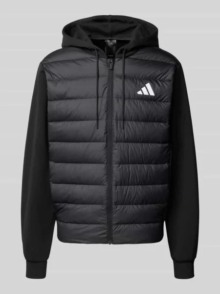 Kurtka pikowana o kroju regular fit z kołnierzem z kapturem Adidas czarna