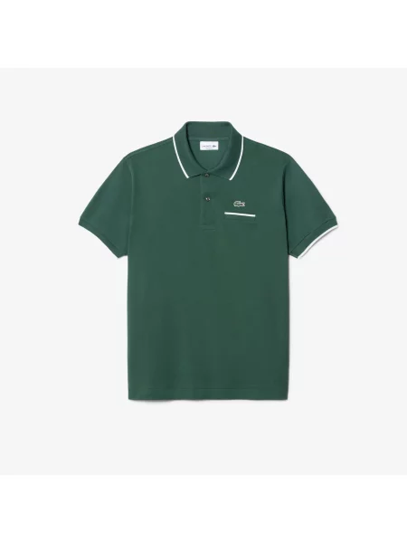 Lacoste Koszulka Polo O Klasycznym Kroju Z Akcentem Na Kieszeni zielony