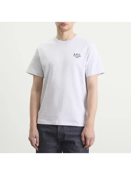 Koszulka A.p.c. z logo z dekoltem w kształcie litery U szara