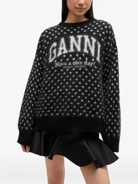 Pulover Ganni cu buline negru