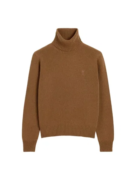 Sweter Ami Paris wełniany brązowy