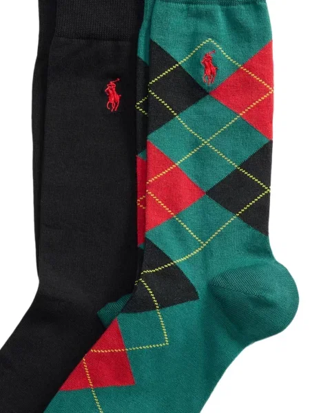 Аргайл чорапи Polo Ralph Lauren бродирани черно