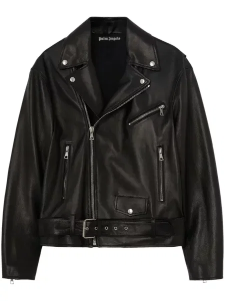 Geanta de piele Palm Angels cu imagine negru