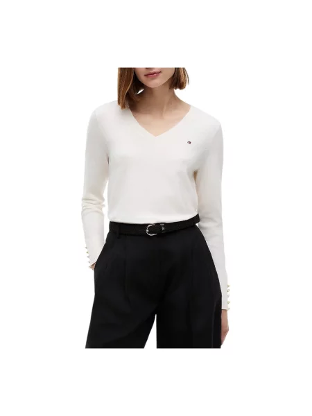 Pulover Tommy Hilfiger din jerseu bej