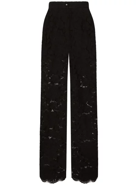 Pantaloni Dolce & Gabbana cu model floral din dantelă negru