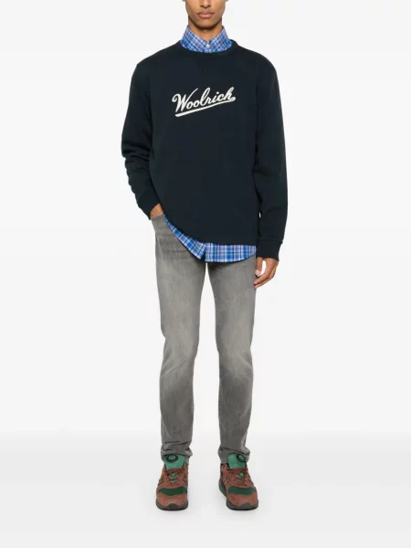 Siuvinėtas marškinėliai Woolrich mėlyna