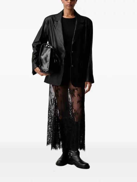 Fustă midi Vicolo cu model floral din dantelă negru