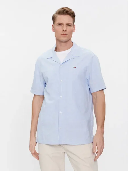 Tommy Jeans Риза Camp светлосиньо