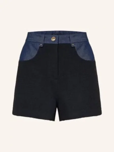 Maje Szorty Z Tweedu Z Mieszanki Materiałów blau granatowe