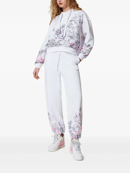 Gėlėtos raštuotos kelnės Twinset balta