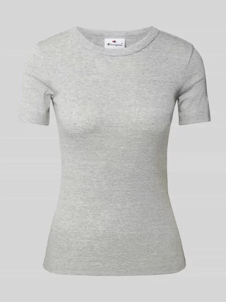 T-shirt z prążkowanym okrągłym dekoltem Champion