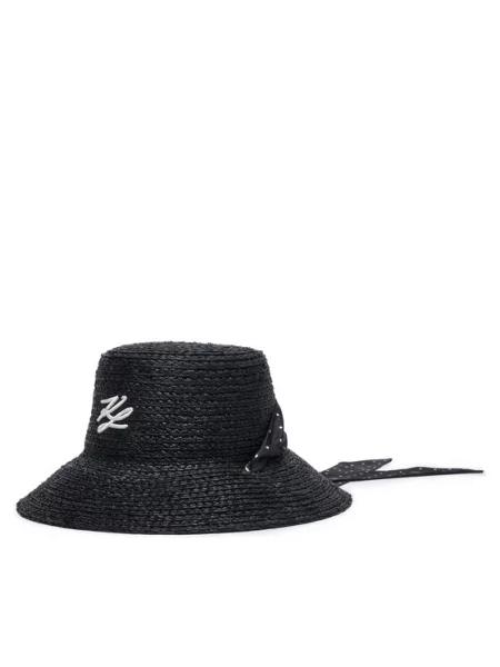 Karl Lagerfeld slamený klobúk dámsky K/AUTOGRAPH čierna