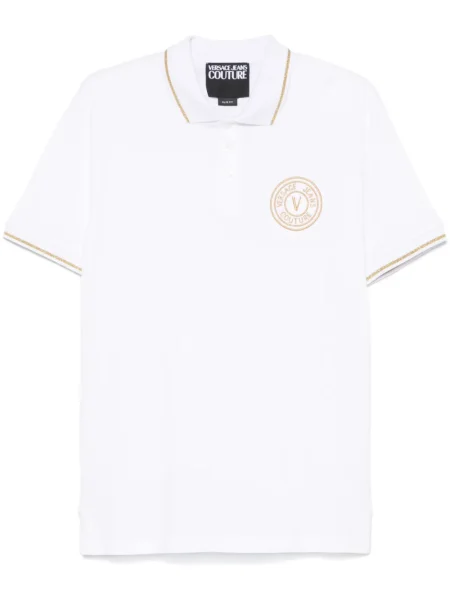 Polo Versace Jeans Couture cu broderie alb