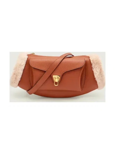 Coccinelle De piele geantă pe umăr BEAT | shearling maro