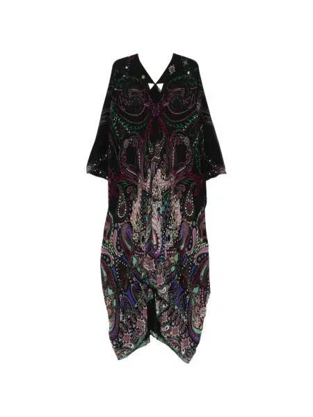 Rochie Roberto Cavalli de mătase cu imagine cu model paisley negru