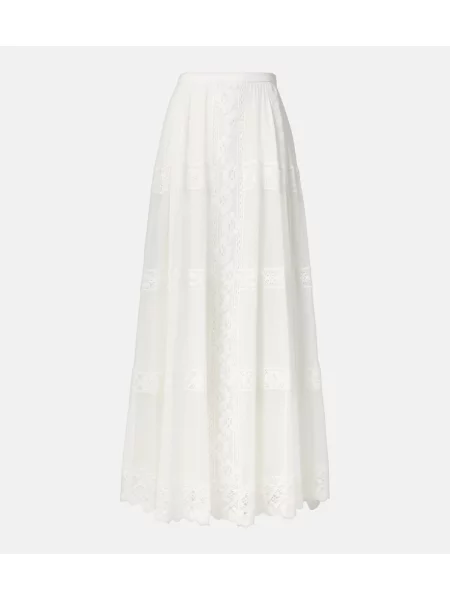 Fusta maxi Ralph Lauren Collection de mătase alb